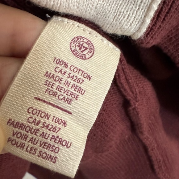 ’47 Brand Vancouver Millionaires Cardigan Sweater Maroon Cream L 100% Cotton - Picture 8 of 8